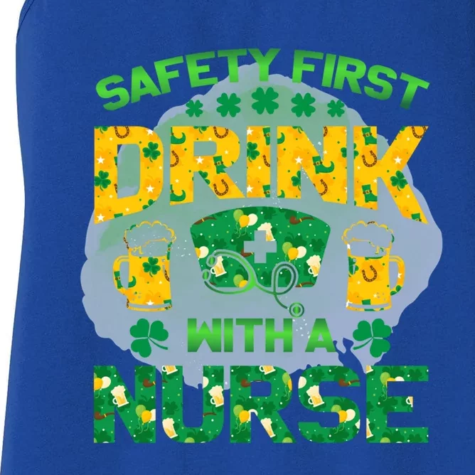 Safety First With A Nurse St Patricks Day Irish Gift Women's Racerback Tank