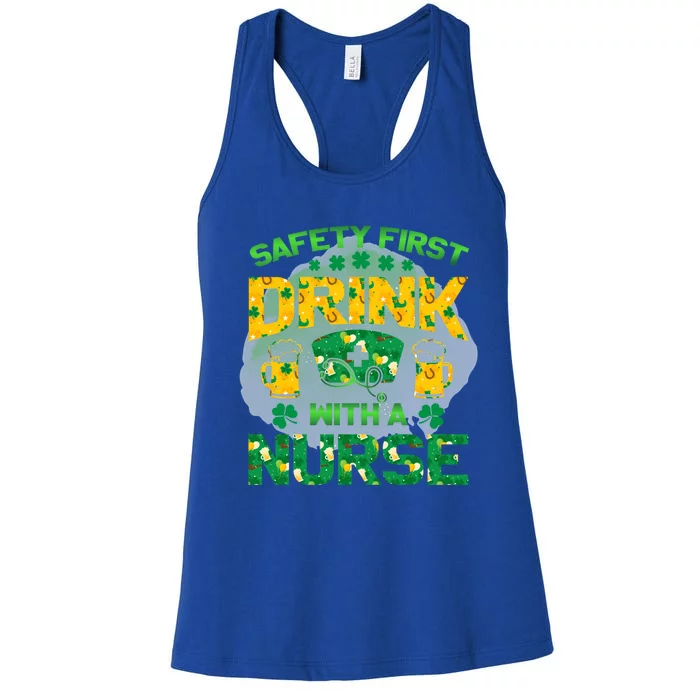 Safety First With A Nurse St Patricks Day Irish Gift Women's Racerback Tank