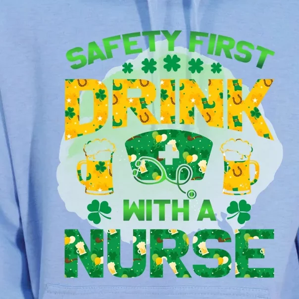 Safety First With A Nurse St Patricks Day Irish Gift Unisex Surf Hoodie