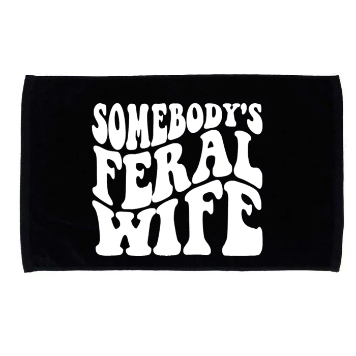 Somebodys Feral Wife Groovy Vibes Saying Hot Momma Microfiber Hand Towel