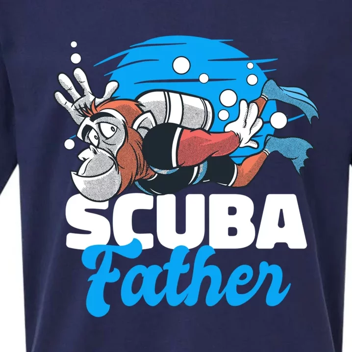 Scuba Father With A Monkey For Father's Day Gift Sueded Cloud Jersey T-Shirt