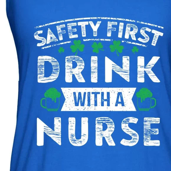 Safety First With A Nurse Gift St Patrick Day Ladies Essential Flowy Tank