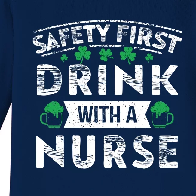 Safety First With A Nurse Gift St Patrick Day Baby Long Sleeve Bodysuit