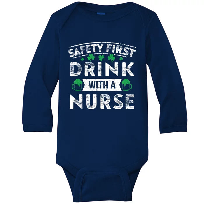 Safety First With A Nurse Gift St Patrick Day Baby Long Sleeve Bodysuit