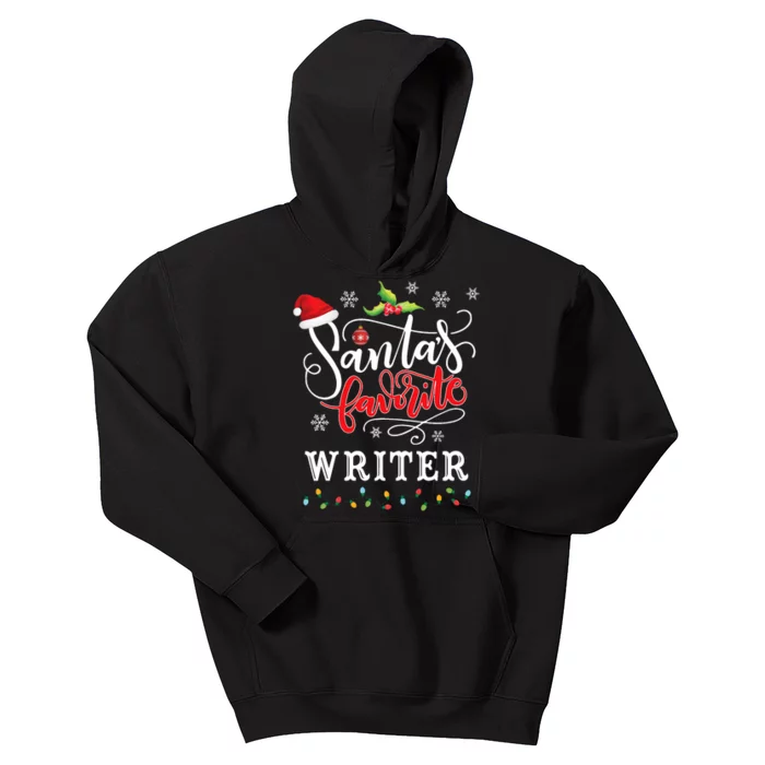 SantaS Favorite Writer Funny Christmas Xmas Hat Kids Hoodie