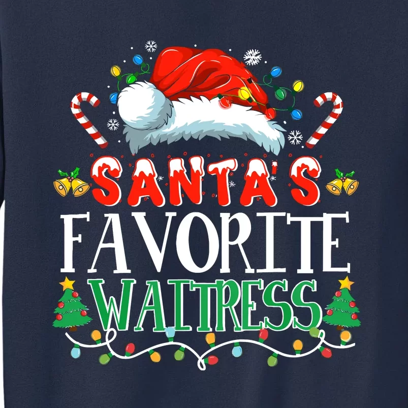 Santas Favorite Waitress Christmas Party Pajama Santa Hat Sweatshirt