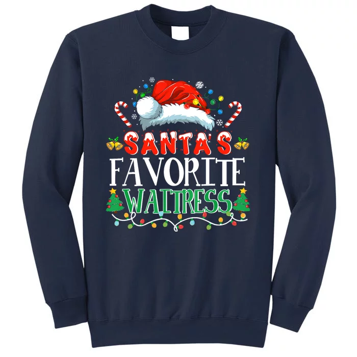 Santas Favorite Waitress Christmas Party Pajama Santa Hat Sweatshirt