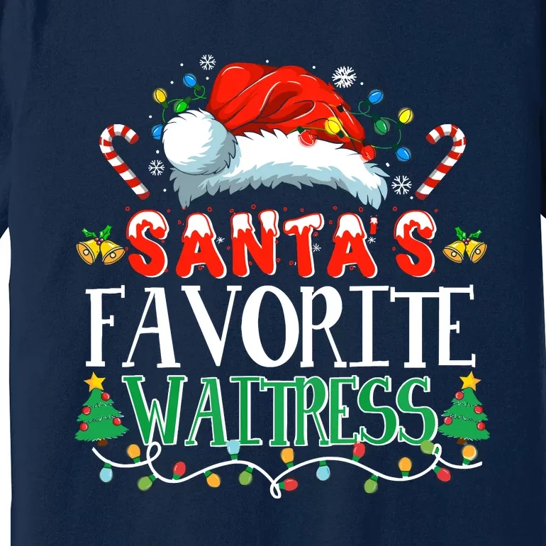 Santas Favorite Waitress Christmas Party Pajama Santa Hat Premium T-Shirt