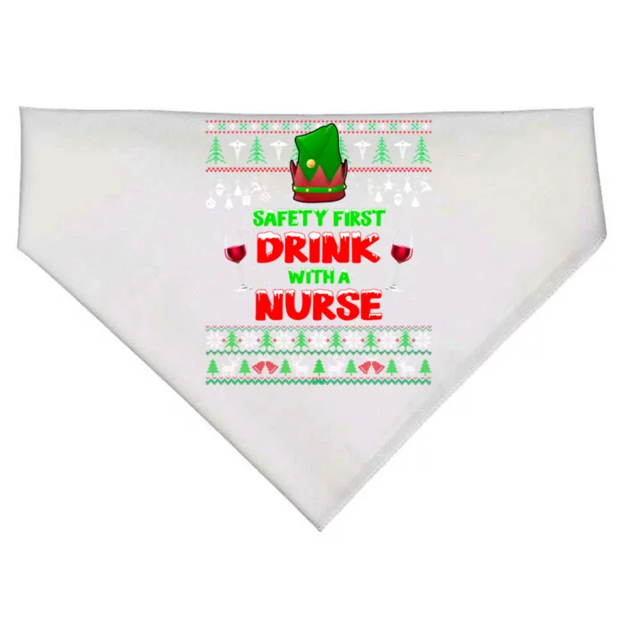 Safety First With A Nurse Tee Ugly Christmas Sweater Meaningful Gift USA-Made Doggie Bandana