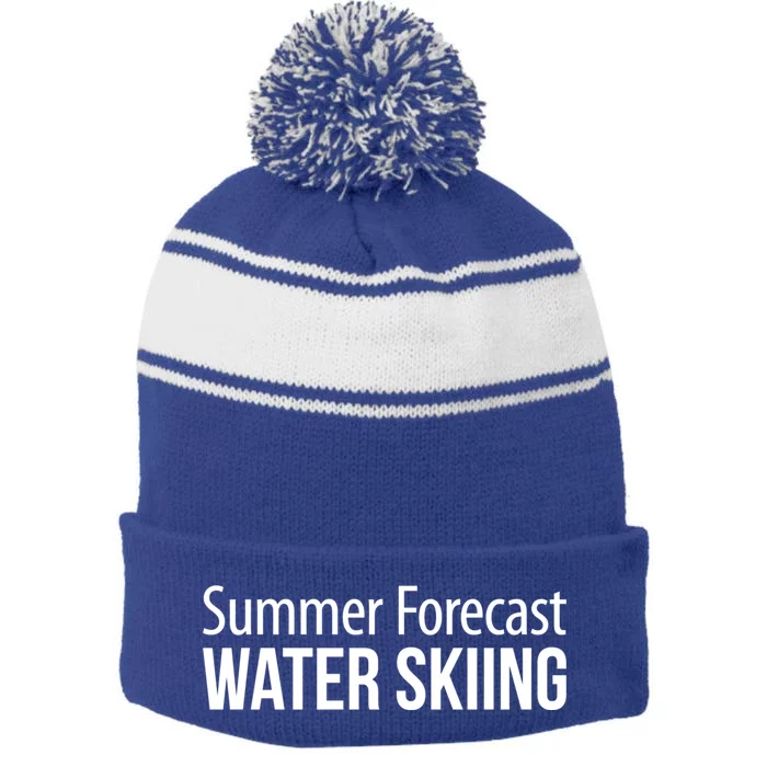 Summer Forecast Water Skiing Gift Stripe Pom Pom Beanie