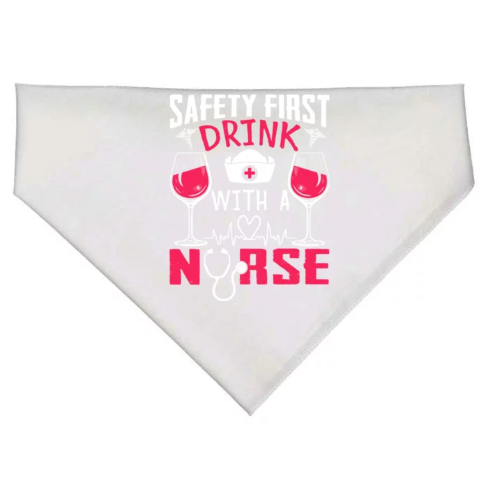 Safety First With A Nurse Week Wine Ers Nursing Cool Gift USA-Made Doggie Bandana