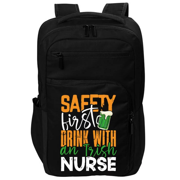 Safety First With Irish Nurse Funny St Patrick's Day Gift Impact Tech Backpack