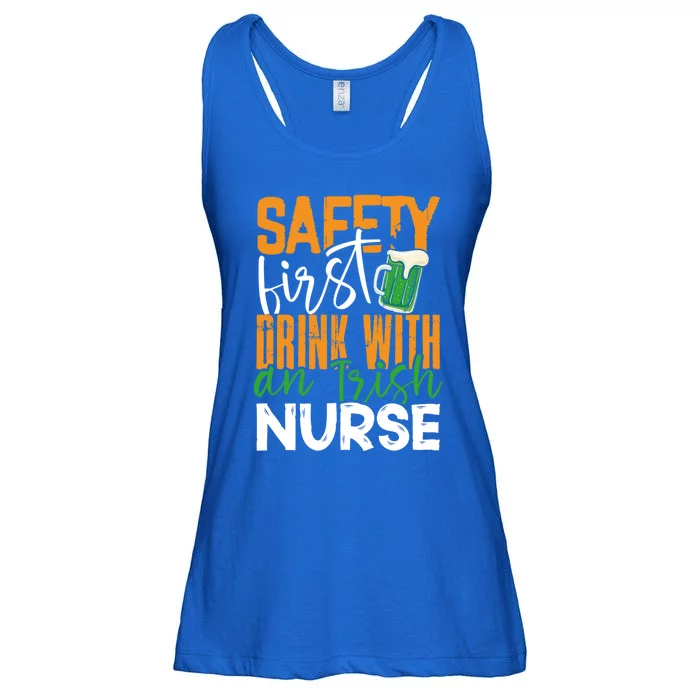 Safety First With Irish Nurse Funny St Patrick's Day Gift Ladies Essential Flowy Tank