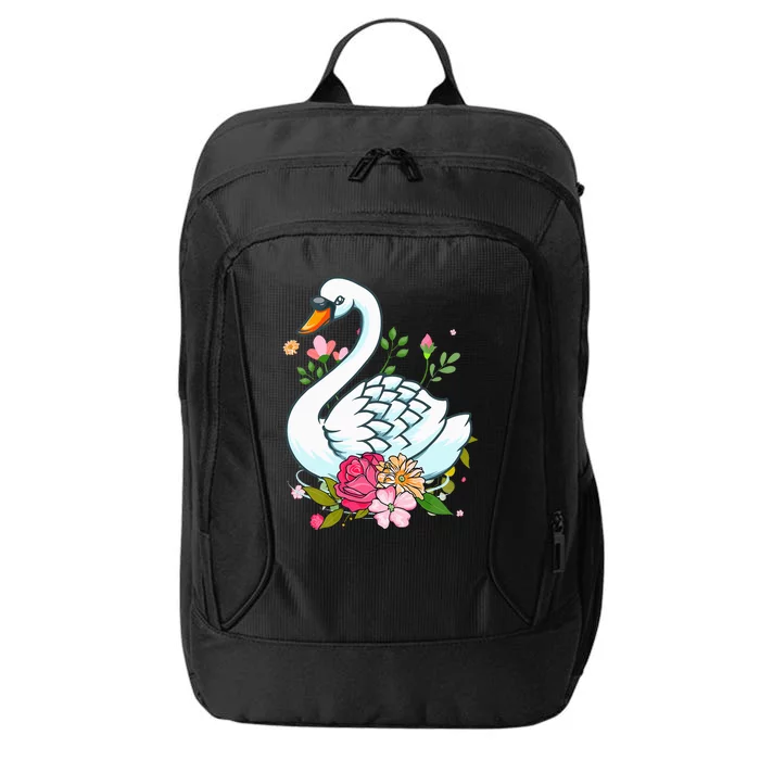 Swans Floral Waterfowl Bird Flower City Backpack