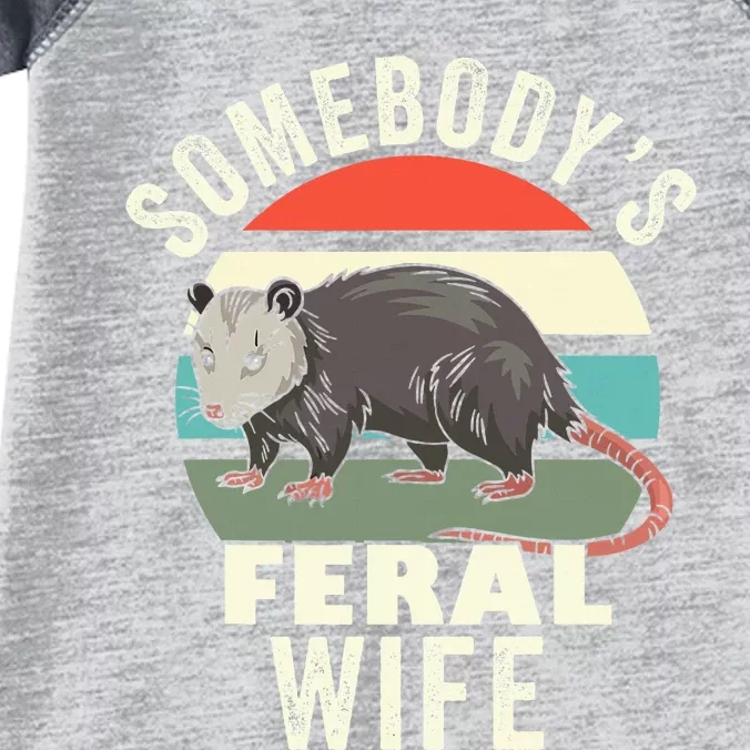 SomebodyS Feral Wife Funny Matching Family Retro Feral Cat Infant Baby Jersey Bodysuit