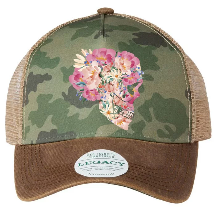 Skull Floral Watercolor Art Legacy Tie Dye Trucker Hat