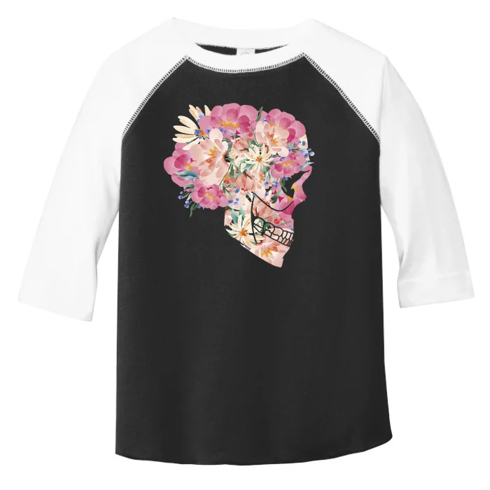 Skull Floral Watercolor Art Toddler Fine Jersey T-Shirt