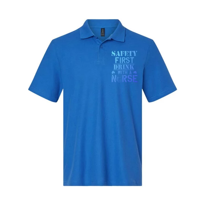 Safety First With A Nurse Beer Lovers St Patricks Day Gift Softstyle Adult Sport Polo