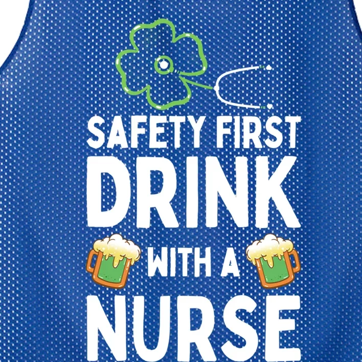 Safety First With A Nurse Beer Lovers St Patricks Day Cool Gift Mesh Reversible Basketball Jersey Tank