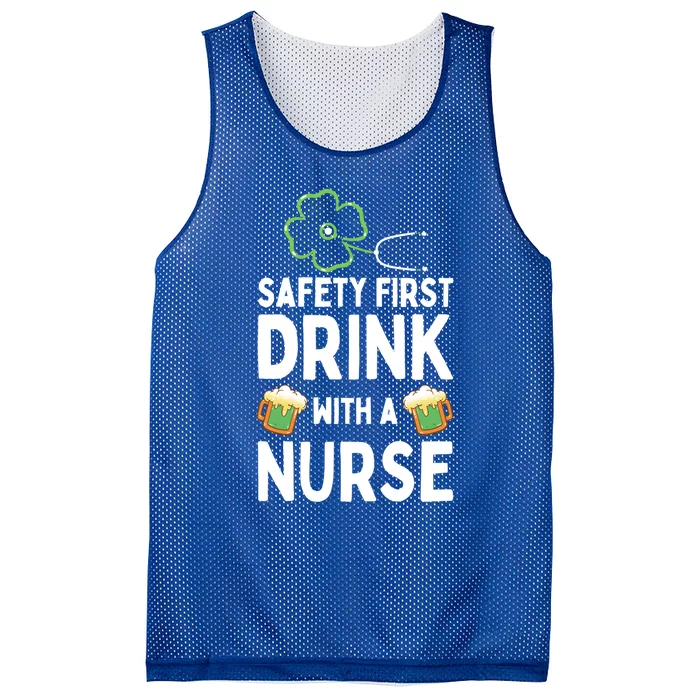 Safety First With A Nurse Beer Lovers St Patricks Day Cool Gift Mesh Reversible Basketball Jersey Tank