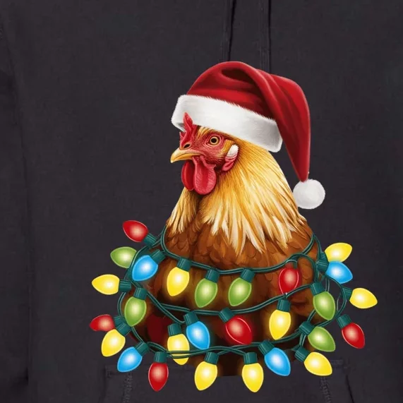 Santa Funny Xmas Tree Chicken Hilarious Christmas Premium Hoodie