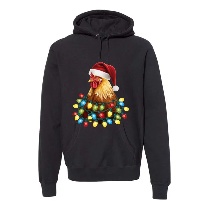 Santa Funny Xmas Tree Chicken Hilarious Christmas Premium Hoodie