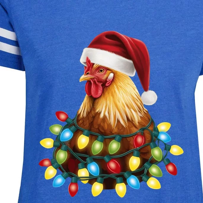 Santa Funny Xmas Tree Chicken Hilarious Christmas Enza Ladies Jersey Football T-Shirt