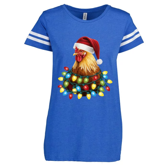 Santa Funny Xmas Tree Chicken Hilarious Christmas Enza Ladies Jersey Football T-Shirt