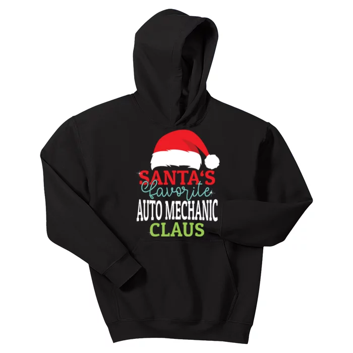 Santas Favorite Xmas Auto Mechanic Christmas Claus Pjs Kids Hoodie