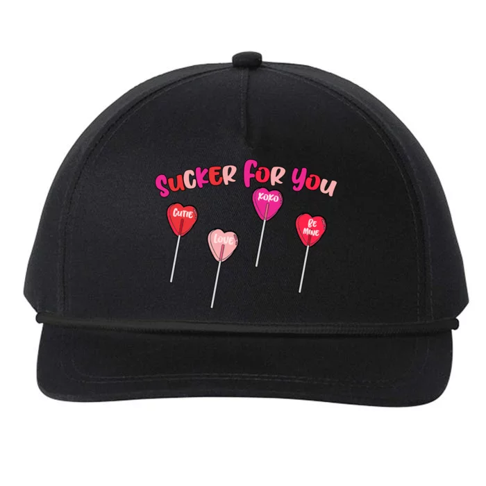 Sucker For You Valentines Day Lollipop Valentines Vibes Vday Gift Snapback Five-Panel Rope Hat