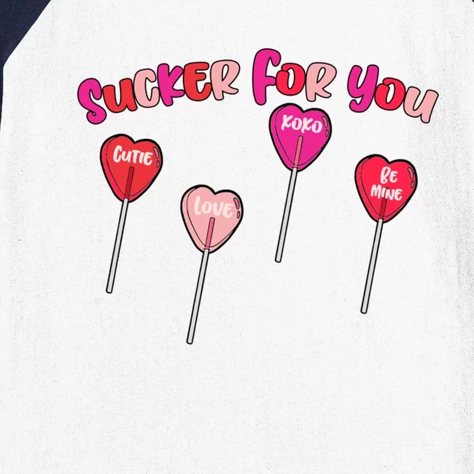 Sucker For You Valentines Day Lollipop Valentines Vibes Vday Gift Baseball Sleeve Shirt