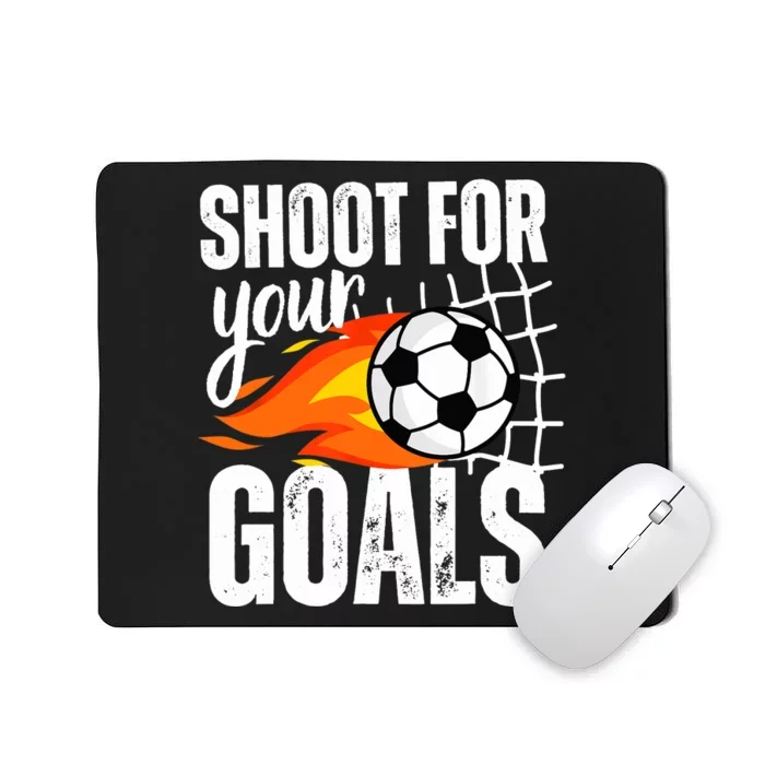 Shoot For Your Goals Soccer Boy Saying Distressed Graphic Mousepad