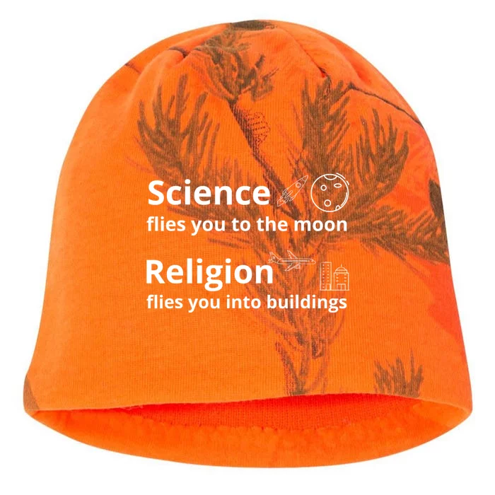 Science Flies You The Moon Religion Flies You Into Buildings Kati - Camo Knit Beanie