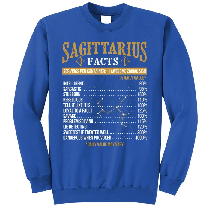 Sagittarius Facts Zodiac Sign Astrology Symbol Horoscope Great Gift Tall Sweatshirt