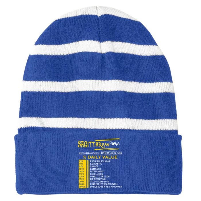 Sagittarius Facts Zodiac Born In November 22 December 21 Gift Striped Beanie with Solid Band