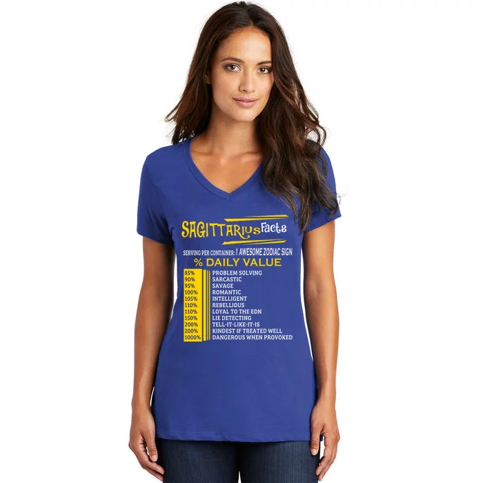 Sagittarius Facts Zodiac Born In November 22 December 21 Gift Women's V-Neck T-Shirt