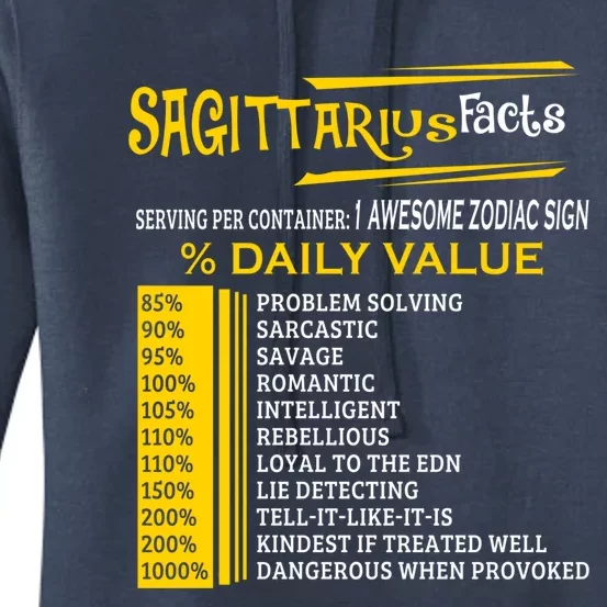 Sagittarius Facts Zodiac Born In November 22 December 21 Gift Women's Pullover Hoodie