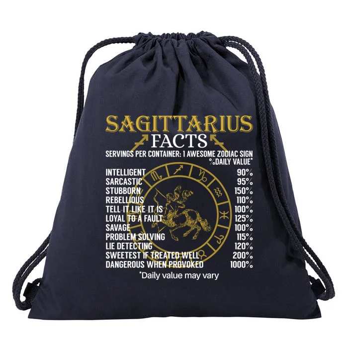 Sagittarius Facts Zodiac Sign Gift Great Gift Drawstring Bag