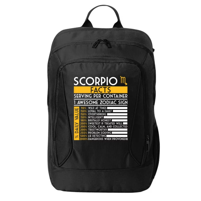 Scorpio Facts Zodiac Horoscope Funny Astrology Star Sign Cute Gift City Backpack