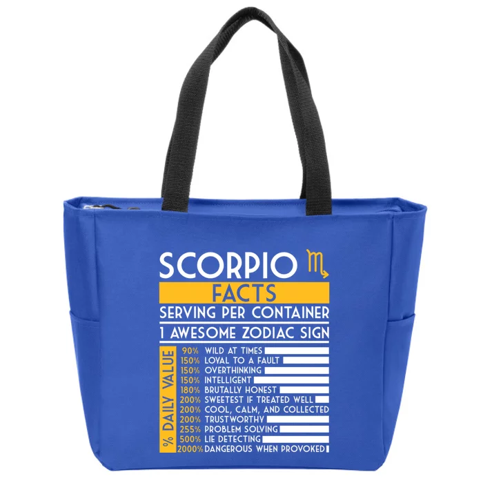 Scorpio Facts Zodiac Horoscope Funny Astrology Star Sign Cute Gift Zip Tote Bag