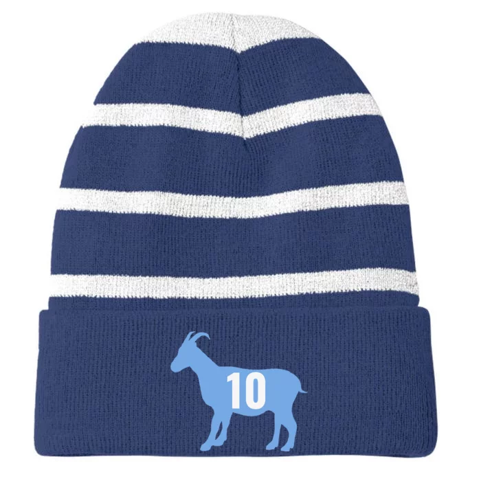 Soccer Goat 10 Argentina Striped Beanie with Solid Band