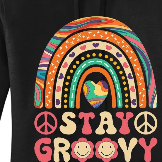 Stay Groovy 60s Outfit 70s Theme Costume Cute Rainbow Hippie Women's Pullover Hoodie