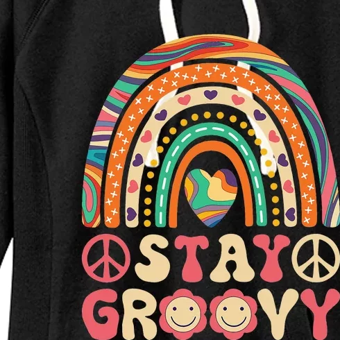 Stay Groovy 60s Outfit 70s Theme Costume Cute Rainbow Hippie Women's Fleece Hoodie