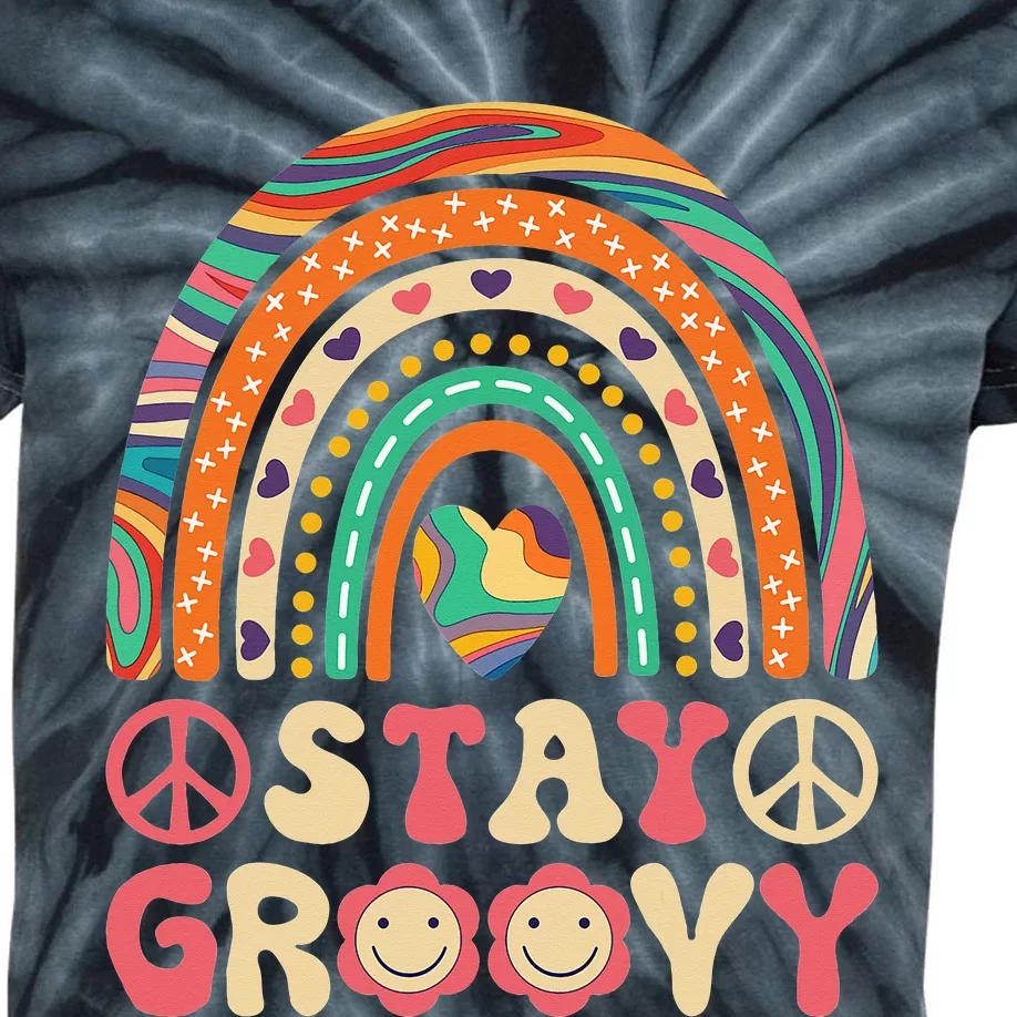 Stay Groovy 60s Outfit 70s Theme Costume Cute Rainbow Hippie Kids Tie-Dye T-Shirt