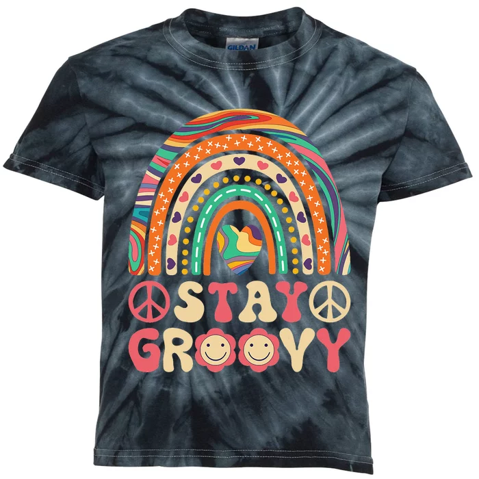 Stay Groovy 60s Outfit 70s Theme Costume Cute Rainbow Hippie Kids Tie-Dye T-Shirt