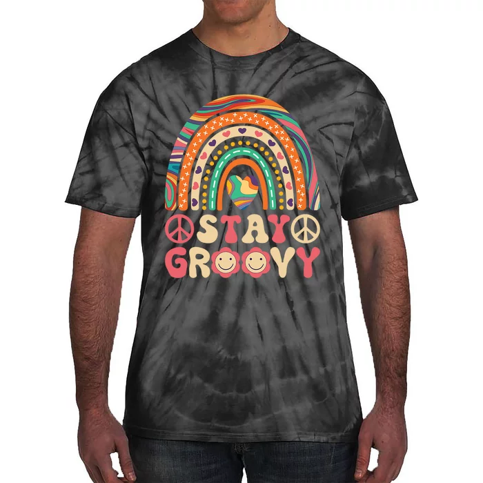 Stay Groovy 60s Outfit 70s Theme Costume Cute Rainbow Hippie Tie-Dye T-Shirt