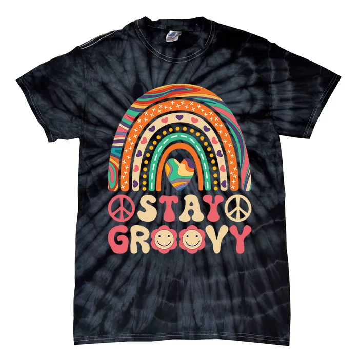 Stay Groovy 60s Outfit 70s Theme Costume Cute Rainbow Hippie Tie-Dye T-Shirt