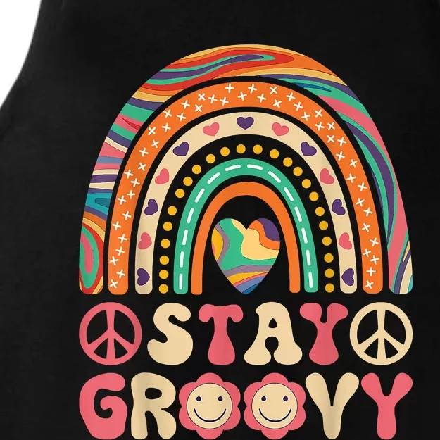 Stay Groovy 60s Outfit 70s Theme Costume Cute Rainbow Hippie Ladies Tri-Blend Wicking Tank