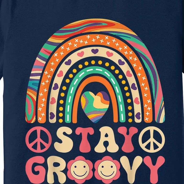 Stay Groovy 60s Outfit 70s Theme Costume Cute Rainbow Hippie Premium T-Shirt