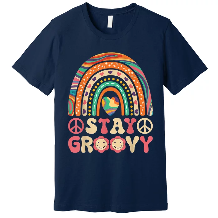 Stay Groovy 60s Outfit 70s Theme Costume Cute Rainbow Hippie Premium T-Shirt